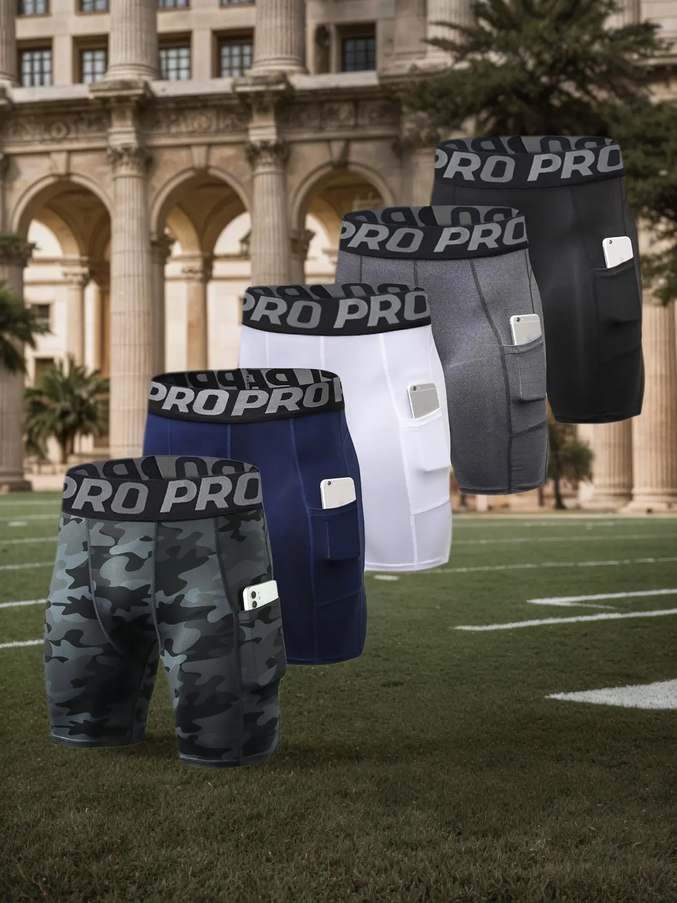Men's Letter Tape Pocket Boxer Brief, Quick Drying Breathable Comfortable Athletic Compression Underwear for Men, Activewear, Sports Clothes, Casual Men's Underwear for All Seasons, Sportswear