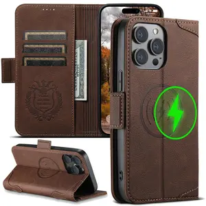 Card holder wallet Flip cover  phone case Compatible with MagSafe magnetic wireless charging For iPhone 17ProMax 16Plus 15 14 13