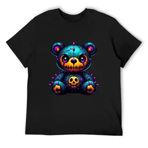Scare Teddy Bears Print T-shirt Scary Funny Shirts Short Sleeve Graphic Tee Tops for Men
