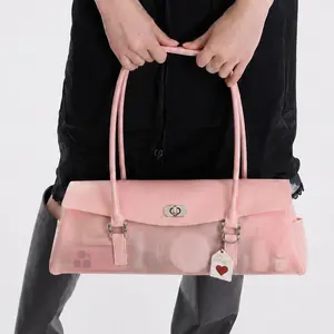 Transparent PVC Jelly Bag, New Summer Style, Beach Underarm Bag for Women, Fashionable and Versatile Shoulder Bag, Candy-colored Baguette Bag