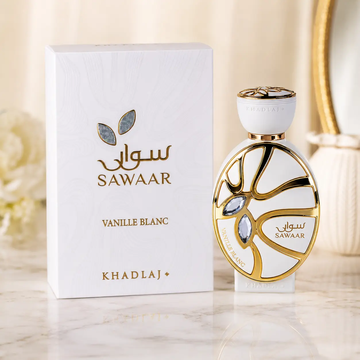 Khadlaj Sawaar Vanille Blanc Unisex Perfume Extract Spray, Oriental Vanilla, Vanilla & Apple, 3.4 fl oz / 100 mL