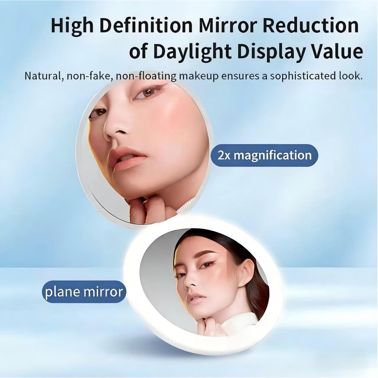 Portable Foldable LED Makeup Mirror, 1 Pack Travel Compact Mirror for Women, Pocket Size Handheld Makeup Tool with Light Portable Foldable LED Makeup Mirror, 1 Pack Travel Compact Mirror for Women, Pocket Size Handheld Makeup Tool with Light