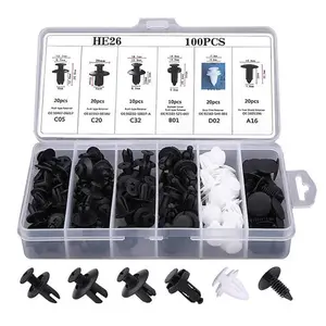 HE26 100pcs Universal Expansion Screw Clips Set for Automobiles Mudguard Leaf Plates Door Panel Clips C05 C20 C32 B01 D02 A16 Car Accessories