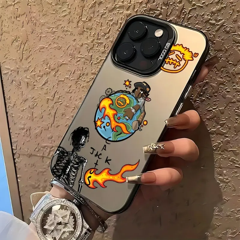 Phone Case: Cactus Jack Rapper Pattern Laser Case Suitable for Apple iPhone 17 16 15 14 13 12 11 Mini Plus Pro Max Series Phone Case,  Instagram Style Protective Cover, Fashionable Phone Case with Simple Protection and Cute Design, Minimalist IMD