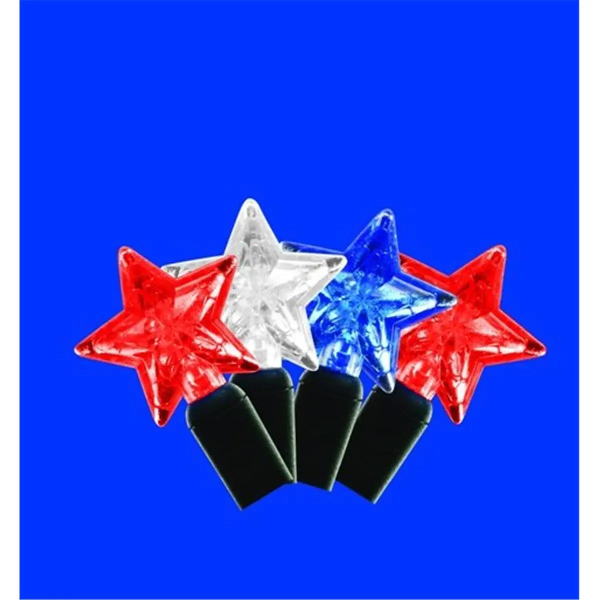Kellogg Plastics 51422 Eco-Friendly Star Shape Red, White & Blue LED Light Kit - 0.02 String Wattage, 12 ft Length, 2.4 A, 35 Bulbs, Indoor/Outdoor Holiday Christmas Decor, 2.4 Amps