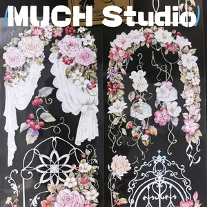 1pc (6.5*100cm) Splendid Blossoms, Flower Arch & Fence & Window Series Decorative Sticker, High-End Craftsmanship PET Tape, Exquisite Pattern, Versatile and Practical, Perfect for Scrapbooking, Journal Decoration, Diaries, Notebooks, Greeting Cards, Photo