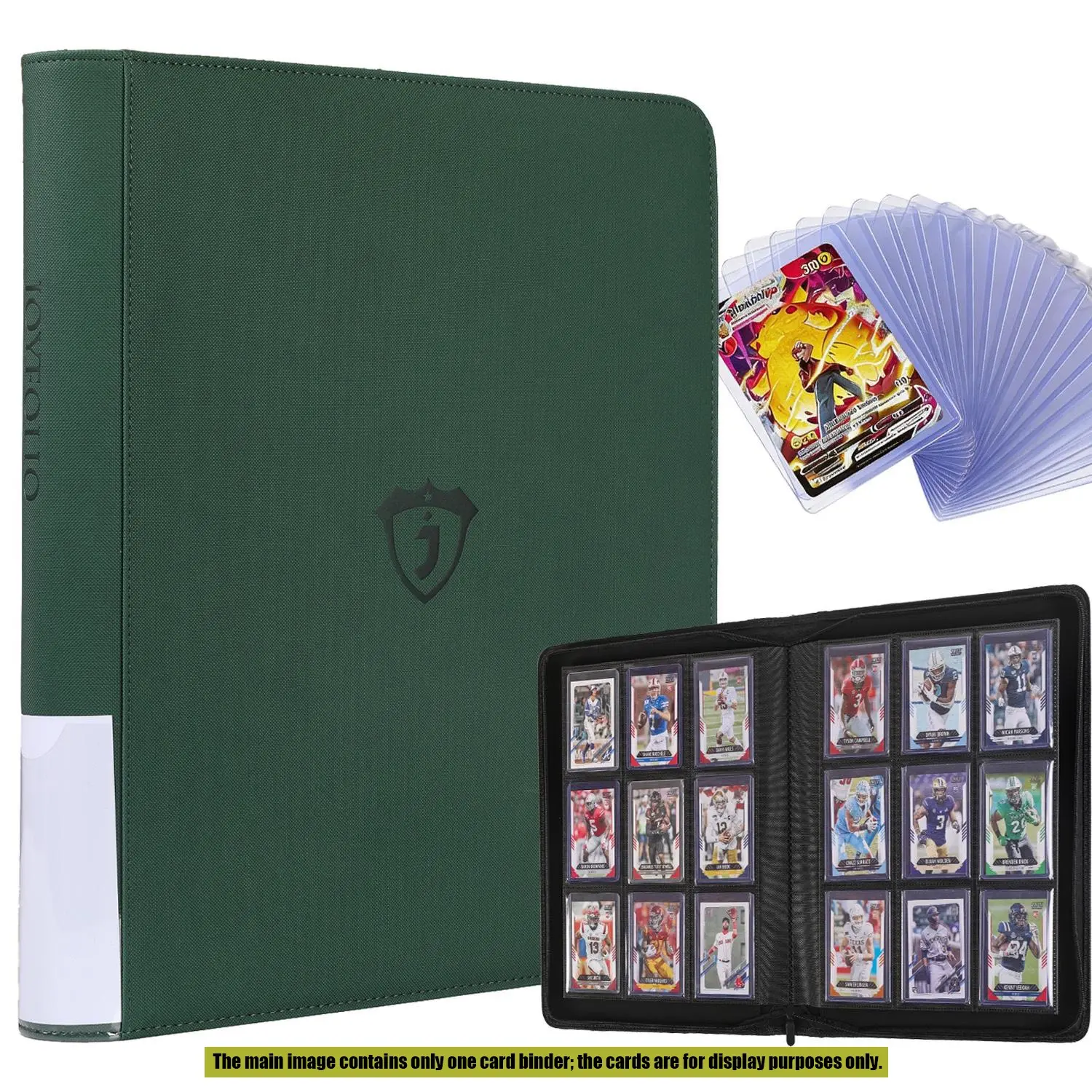 Joyfolio 288 Toploader Binder | 9-Pocket Zippered Ringless Trading Card Album for TCG & Sports Cards | Trading Card Organizer | PU Leather Side-Load Storage