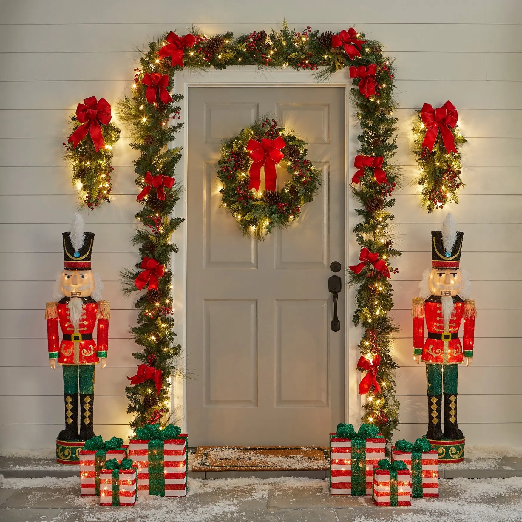 BrylaneHome 52"H Pre-Lit Tinsel Nutcracker