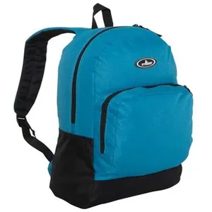 212 MAIN Everest 1045A-TURQ-BK 2-Tone Classic Zip Backpack, Modern Streamlined Travel Bag, Easy-Access Front Zip Organizer - Turquoise-Black