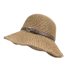 [3-Way Adjustable] Women's Solid Color Straw Beach Hat, Roll-up Shape Memory Brim Sun Hat, Packable Breathable Outdoor Cap for Girls, Fashion Daily Wear Accessories