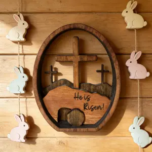 Wooden Easter Tomb Craft Ornament, Creative Home Desktop Decoration, Office Desk Party Supplies, 1 Piece Wooden Decorative Item, Wooden Easter Ornaments, Hanging Decoration