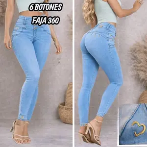 Golden Heart Jeans Faja lipo 360 Women's Bottom 6  Fashion Fitin Gold Color High-Waist Push-Up Effect Denim Pants for Women's Wear