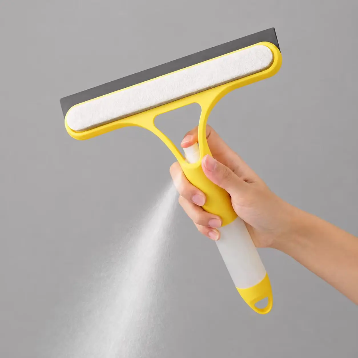 Window Squeegee with Spray Bottle, 3 in 1 Glass Cleaner with Silicone Blade and Microfiber Scrubber for Shower Doors, Mirrors and Windows