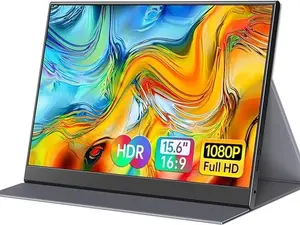 Portable Monitor, 16.1in 1080P FHD Laptop Monitor USB-C HDMI External Computer Display HDR IPS Gaming Monitor w/Smart Cover & Speaker, 2nd Screen for PC Mac Phone Switch PS5
