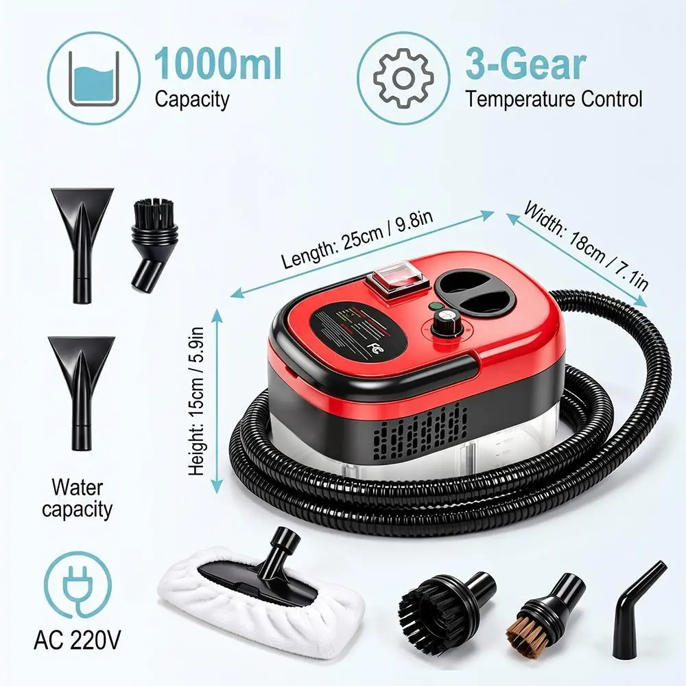 【Summerfinds】2500W Portable Steamer High-Temperature Multi-Purpose Steamer for Home for Tile Grease Dirt Grout Car Detailing,father'sdaygifts