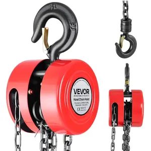 Summervibes VEVOR Hand Chain Hoist, 1 Ton 2200 lbs Capacity, Manual Chain Block with Upgrade G70 Galvanized Chain, 8 ft Lifting Height, Heavy Duty Pulley Hoist for Garage Warehouse Automotive Machinery, RedVEVOR Super Brand Day