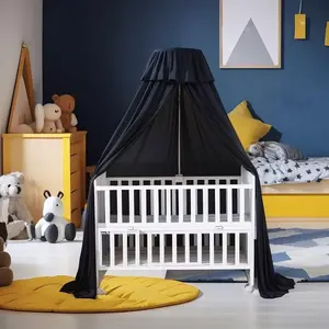 Crib Black Cover, Baby Crib Netting to Keep Baby in Black Crib Tent and Net for Indoor or (Holding Stick not Included)