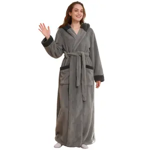 Women's & Men's Cozy Hooded Bathrobe Soft Warm Loungewear Long Sleeve for Relaxation Nightwear Extra Coverage Plush Fit with Pocket Ultimate Comfort & Warmth