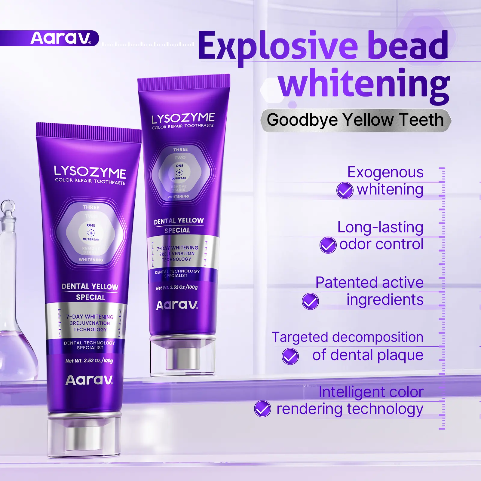 Aarav Lysozyme Purple Whitening Toothpaste 100g - TikTok Shop