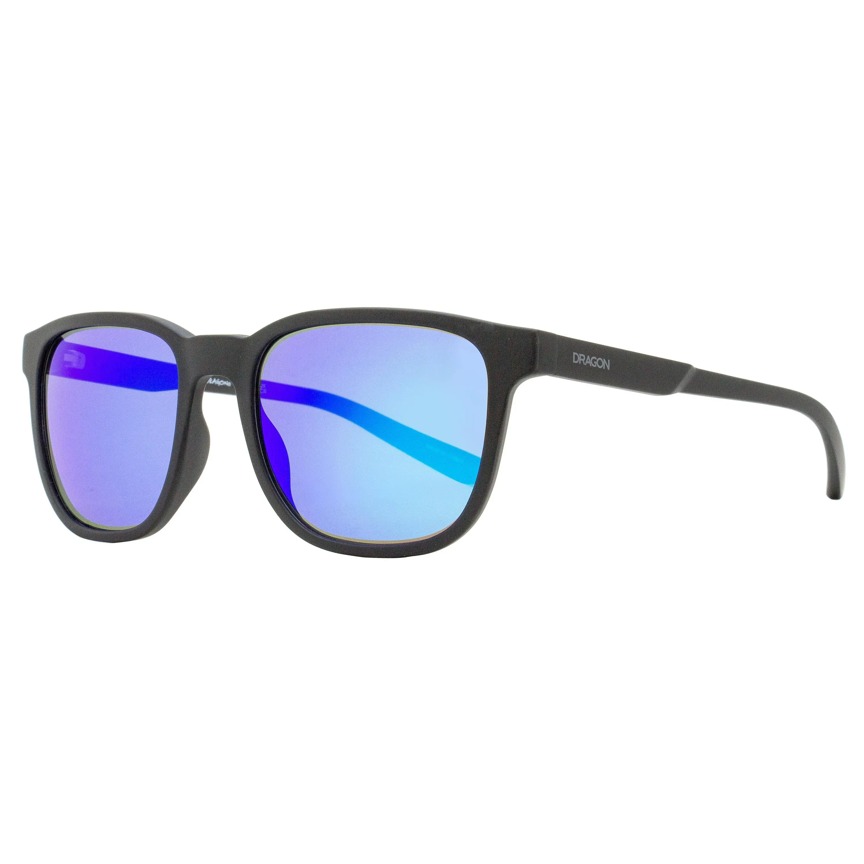Dragon LumaLens Performance Rectangular Sunglasses - Clover LL Ion 003, Matte Black, 53mm, Active Sports Design for Surfing/Snowboarding, Beveled Temples, Plant Resin Construction, Visual Enhancer for Contrast, Color Vividness, Depth Perception