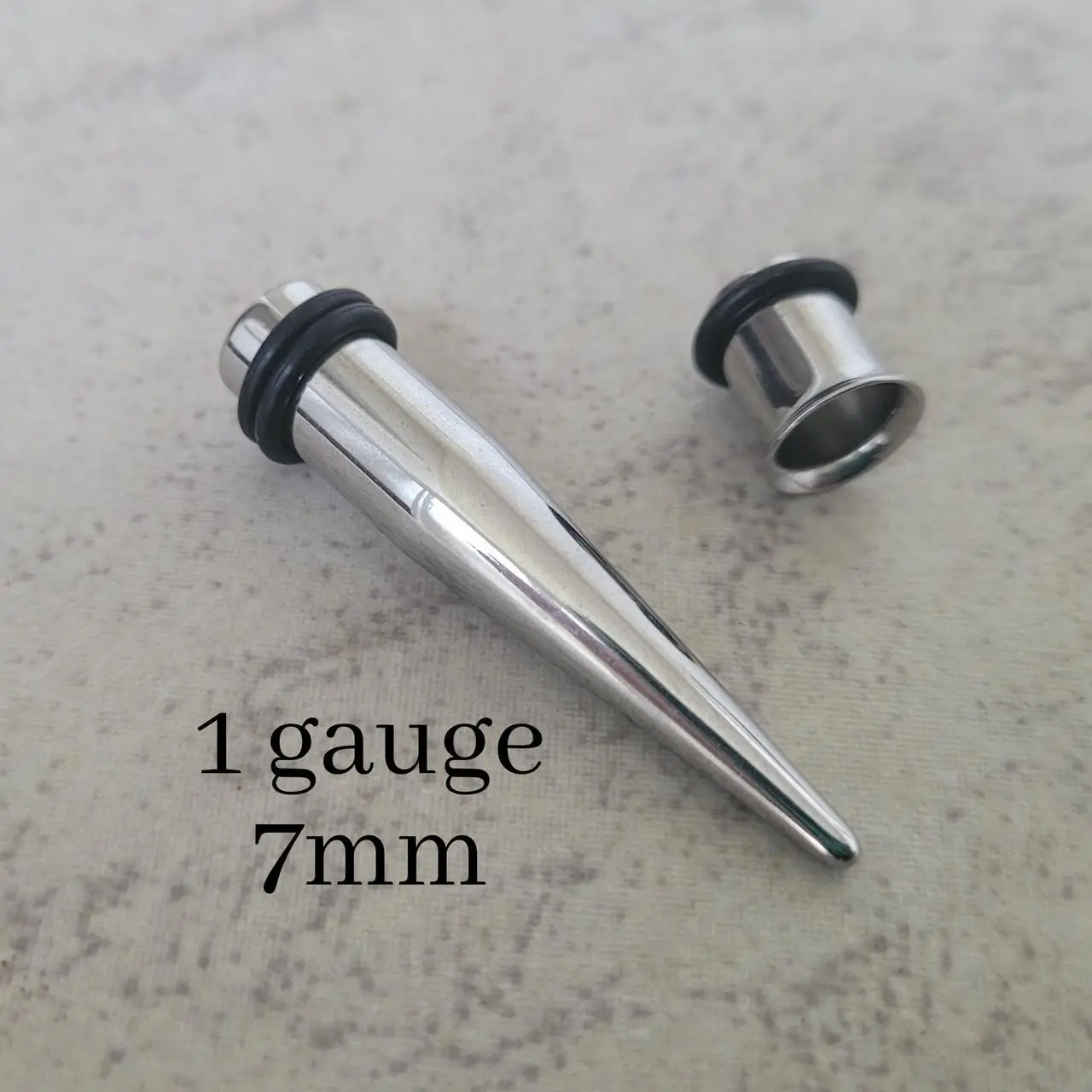 Single 7mm 1g Steel Taper and Tunnel Ear Septum Stretching Kit Gauges Gauging Plugs 1 gauge set earrings surgical in between