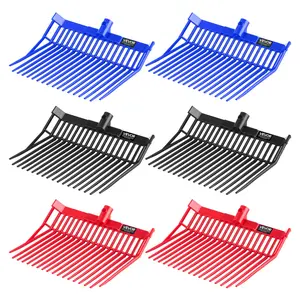 fathersdaygift  VEVOR 6PCS Manure Fork Replacement Head, 18 Angled Tines Horse Manure Fork Head, Durable Plastic Pitchfork Heads, Horse Mulch Rake for Picking up Stable Stall Muck Grass Hay Cleaning Farm Work