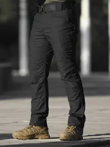 Men's multifunctional tactical cargo pants, Fitted, durable fabric, durable work pants for hiking, designed with zip pockets, suitable for outdoor and casual wear, belt not included