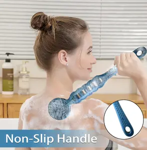 CASINDA Natural Silicone Back Scrubber & Scalp Brush Set (2pcs).   Bath Brush.Roller massage. Skin-friendly. Soft as SpongeBob.  With towel for deep cleansing.   Bathroom accessories.   For home, hotel, travel.   Fall & winter decor.   Shower Cleaning