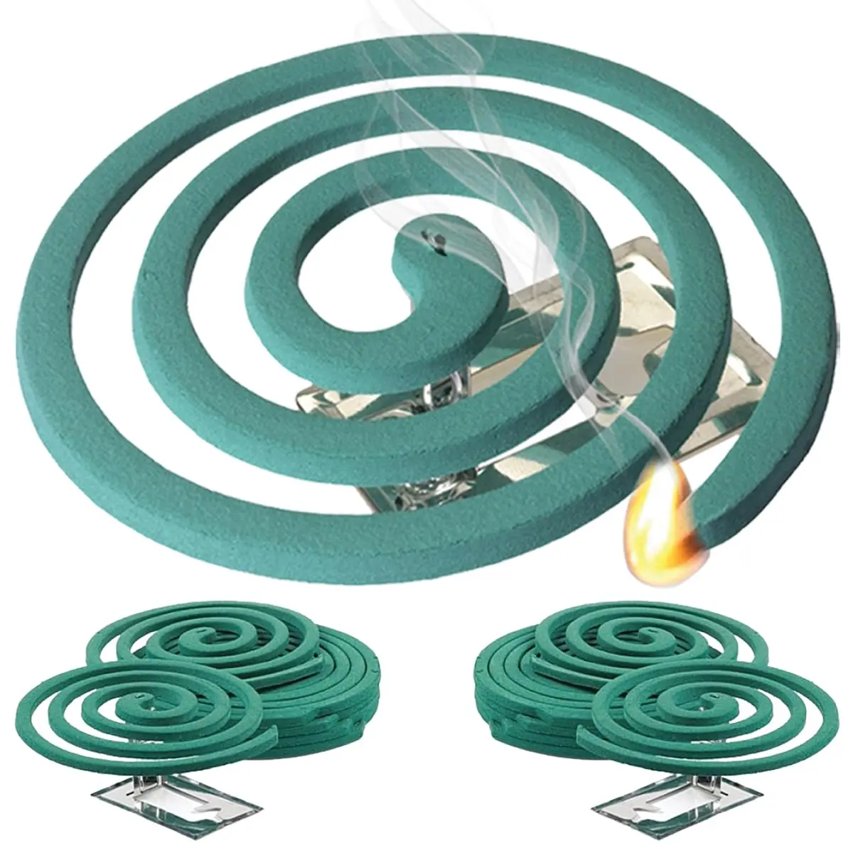 12 Outdoor Mosquito Repellent Coils with 6 Metal Stands, Rosemary Oil Formula, Up to 7 Hours Burn Time, Covers Up to 10 ft for Patios, Camping & Backyard