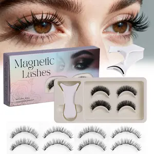2-pair Magnetic Eyelashes kit, Glueless Lashes, Reusable, Glue-Free, Waterproof, Lightweight, Natural Style Makeup Cosmetic