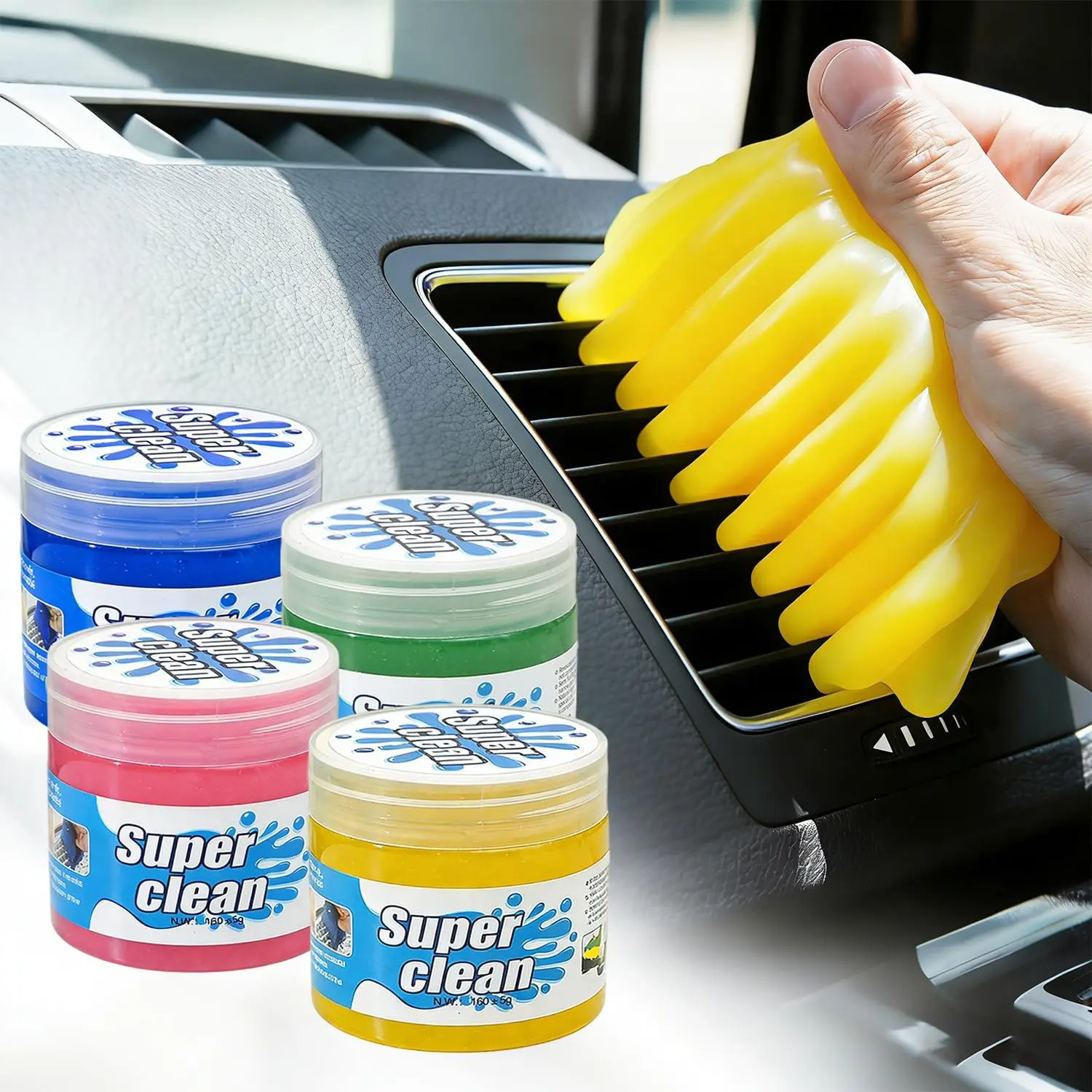 Car Cleaning Gel 2-Pack (5.6oz/pcs) – Universal Car Cleaning Putty, Auto Interior Cleaner Slime & Dust Remover, Car Cleaning Kit for Vents, Dashboards & Keyboards, Car Putty for Cleaning Accessories