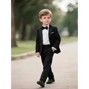 Boys' Suit 3pcs Set, Blazer, Trousers, Bow Tie, Flower Boy Wedding Attire Host Show Performance Formal Wear Piano Party Exhibition Gentleman Boys' Suit, Shirt Not Included