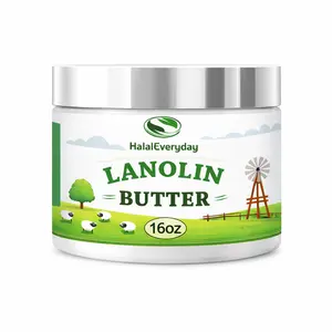 HALALEVERYDAY Lanolin Butter Anhydrous 8oz 16oz Cosmetic Grade Body Butter Base DIY Lip Balm Cream Lotion Hair Pomade Personal Care Ingredient