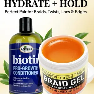 Difeel Pro-Growth Conditioner & Braid Gel for Twists and Locs - Non-Greasy, No Flaking, All-Day Hold Mega - Moisture & Long-Lasting Control