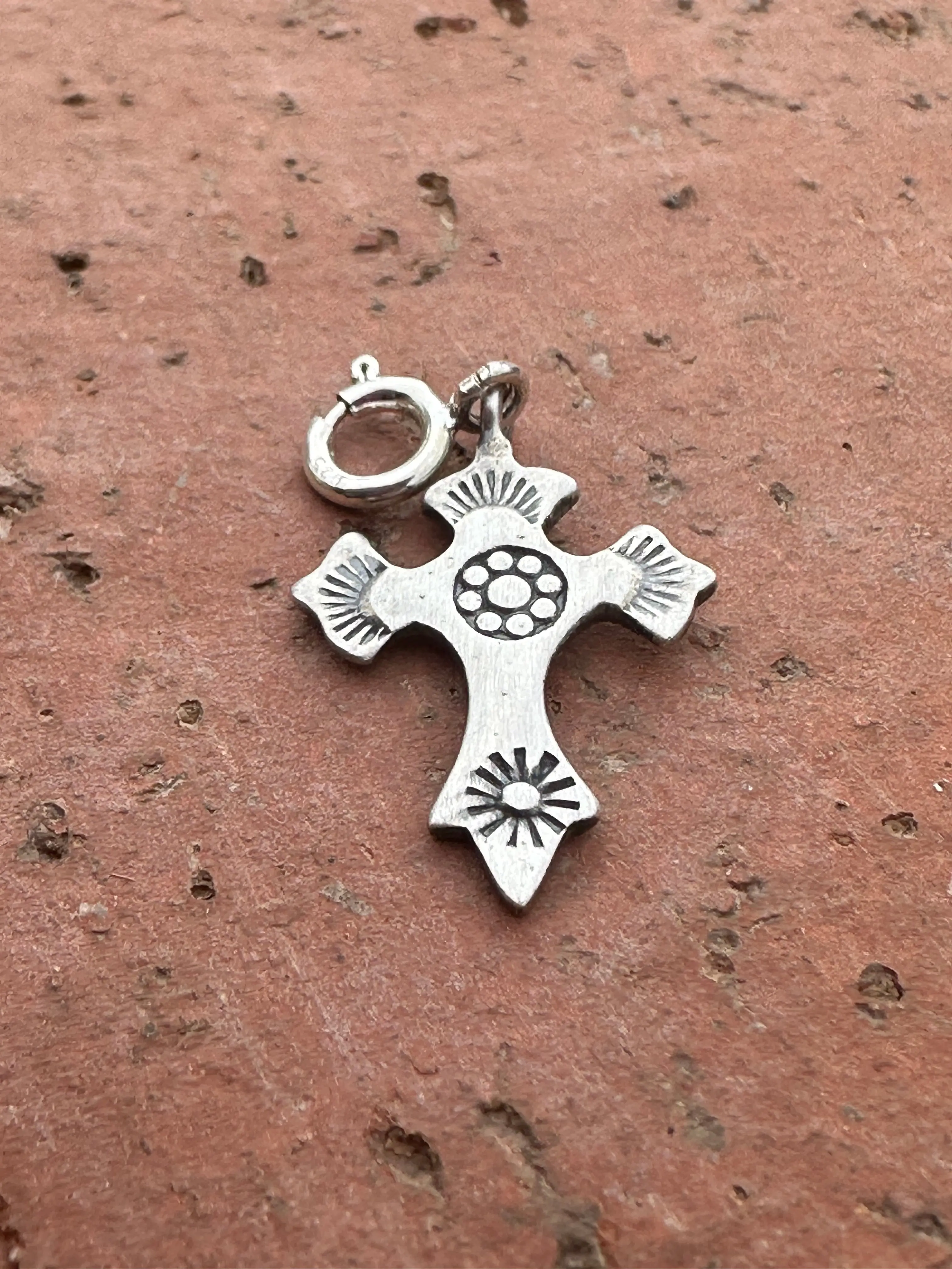 Sterling Silver Handmade Stamped Cross Charm