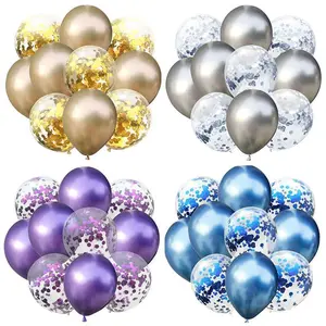 10Pcs Metal Latex Balloons Confetti Balloon Set For Wedding Birthday Party Balloon Decoration Baby Shower Helium Balloons