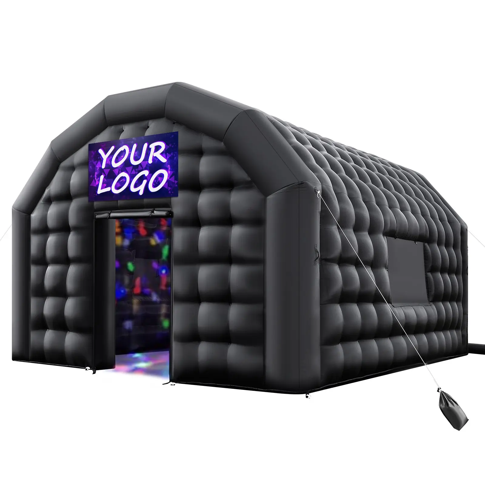 VEVOR Oxford Fabric Inflatable Nightclub Tent, 17.72x16.4x13.9ft 291sqft Air Cube House, 680W Blower, Sandbags & Stakes, 2 Windows, Fast Setup for Large Group Halloween, Birthday Events