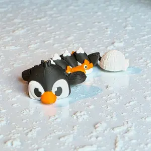 3d Printed Peguin Dragon w/ Igloo tail Articulated - Decor - Figurine