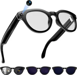 AI Smart Glasses with Camera, 2K Camera Glasses,12MP Video Recording Glasses, Real Time Translation, AI Voice Assistant,Sunglasses with 3 Pack Lenses - Photochromic Lenses,Purple and Blue Lenses