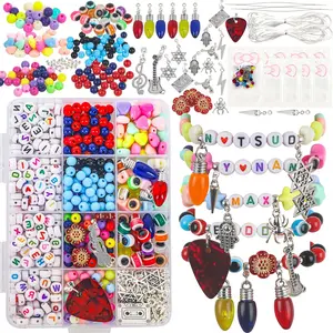 foci cozi Stranger Merch Beads for Bracelets Making Kit, DIY Friendship Bead Bracelet Jewelry Making Kit, Rubber Band Charm Bracelet Making Kit