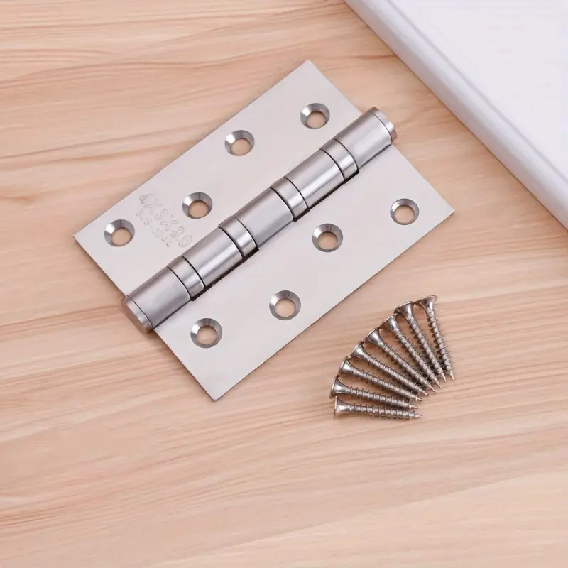2pcs Stainless Steel Folding Door Hinge, Bearing Hinge, Bedroom Residential Doors For Hinges Flat, Indoor Door Hardware Hinge