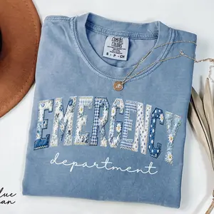 Comfort Colors Floral ER Nurse TShirt, Emergency Department Tee