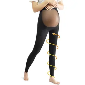 Maternity Medical Compression Tights, 20-30mmHg Graduated Support Pregnancy Legging with Button Elastic Band & Abdominal Protection, Footless High Waist Compression Pantyhose  Varicosity
