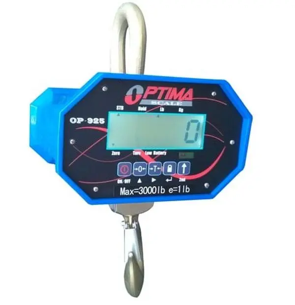 Optima Scales Heavy-Duty Crane Scale - 10000 lbs x 5 lb. LCD Display