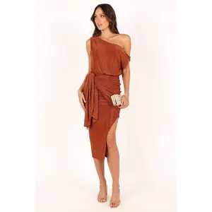 Santiago Off Shoulder Midi Dress - Bronze