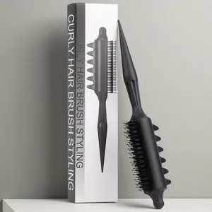 Bounce Curl Styling Brush with Pointed Tail Comb, Detangling Curl Defining Hair Brush with Soft Nylon Bristles for Sectioning, Scalp Massage & Curly Hair Styling, Hair Styling Combs, Detangling Hairbrush