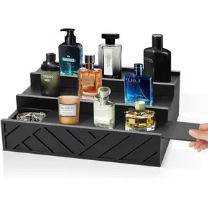 Wooden Cologne Organizer for Men,3 Tier Cologne Stand and Perfume Organizer for, Perfume Display Holder Cologne Display Shelf with Hidden Compartment for Watch, Jewelry,Great Gift for Father