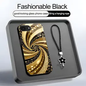 Luxury Liquid Gold Swirl Glitter Fluid Art Aesthetic Phone Case with Lanyard for iPhone 16e–975