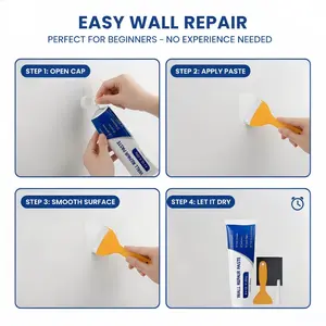 Drywall Hole Repair Kit 250g Wall Patch Compound, Fast Dry Crack Filler, Waterproof Wall Mending Agent, Strong Adhesive No Shrink No Sanding, Easy DIY Repair for Home Office Apartment Ceiling Concrete Walls White Spackle