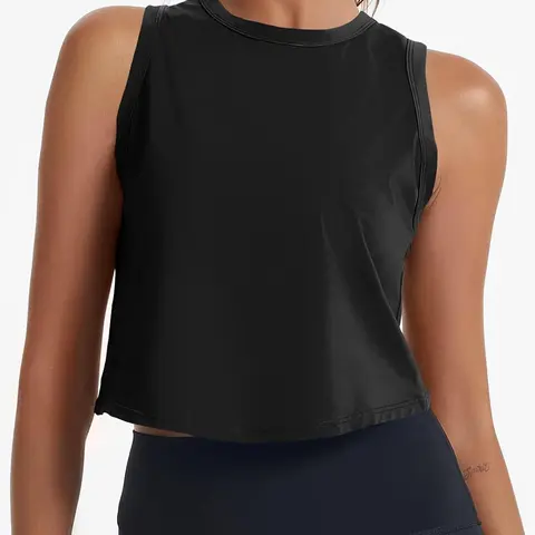 Fisoew Women's Nylon Backless Cropped Athletic Fitness Top - Sleeveless, Quick-Dry, Breathable Lightweight Exercise Activewear for Yoga, Gym, Sporty Chic Workout Clothes